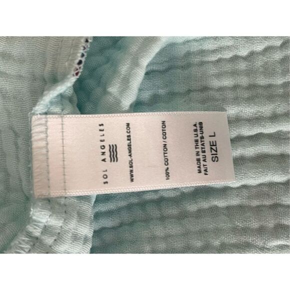 Anthropologie Light Blue Dress Cotton One Shoulder Tiered Ruffle Size Large - Picture 8 of 10